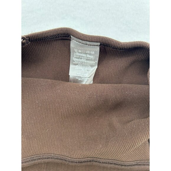 Sunday Best Brown Ribbed Seamless Bodysuit With Spaghetti Straps #6439 - Picture 3 of 7